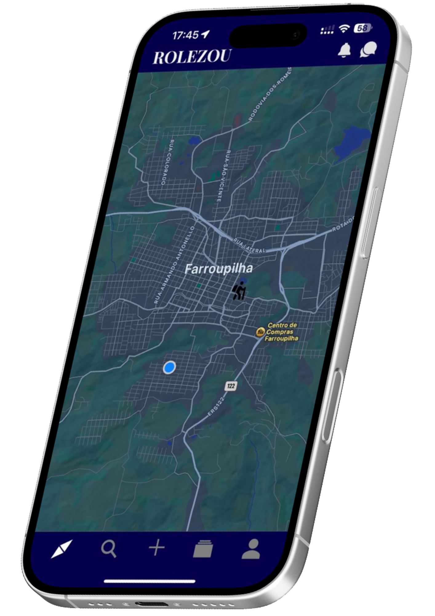 Mockup do app Rolezou